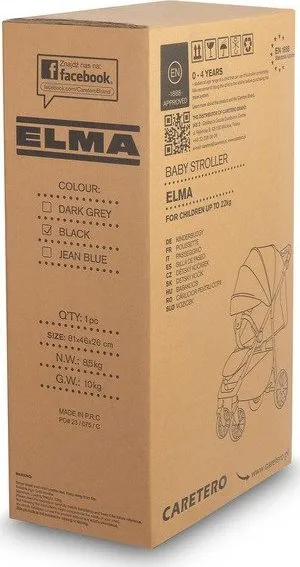 Karrocë për fëmijë Caretero Elma, e zezë - 3