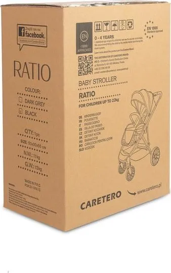 Karrocë për fëmijë Caretero Ratio, e zezë - 5