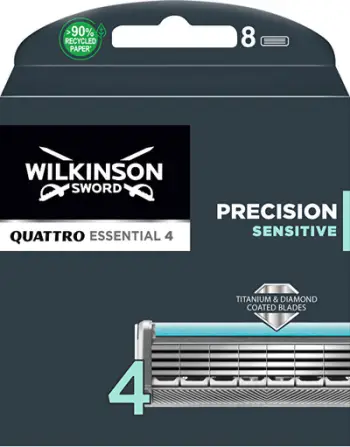 Set koka zëvendësuese për brisk rroje Wilkinson Sword Quattro Essential Precision Sensitive, 8 copë