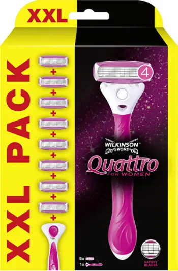 Brisk për femra Wilkinson Quattro For Women, 8 thika rezervë