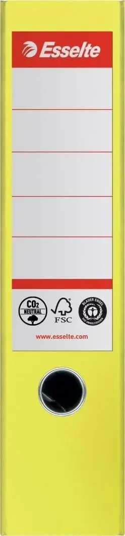 Dosje unazore Esselte No.1 CO2 Neutral, A4, shpinë 75mm, e verdhë