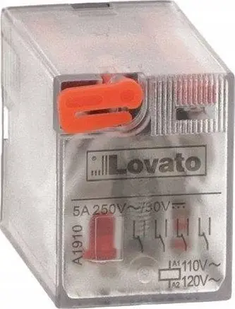 Rele industriale Lovato Electric HR6XS4, 24V DC, 4C/O 5A, me LED dhe buton mekanik