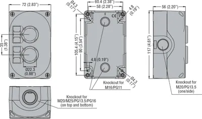 Mbulesë për kuti kontrolli Lovato Electric, 22 mm, IP67, e bardhë - 2