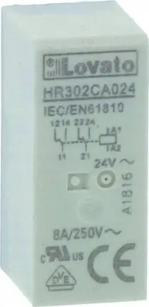 Relé miniaturë Lovato Electric HR301CD012, 12V DC, 16A, për bazë HR5XS2