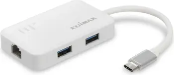 Qendër USB Edimax USB-C, 3 porte USB 3.0, Gigabit Ethernet, i bardhë