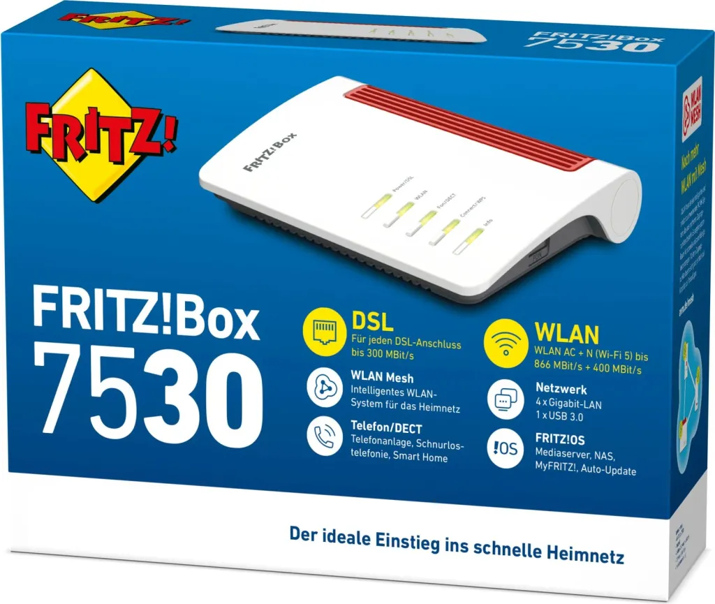 Router AVM FRITZ!Box 7530, WLAN, VDSL, i bardhë - 3