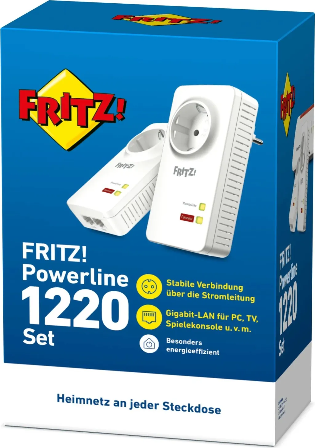 Adapter powerline AVM FRITZ 1220E Set, 1200 Mbit/s, 2x LAN, i bardhë - 3