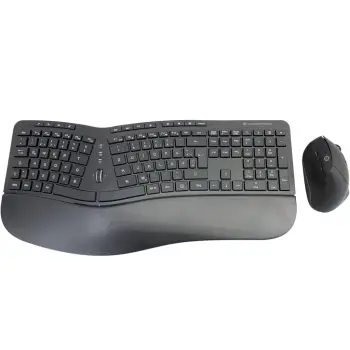 Kasë tastierë+maus wireless Conceptronic, QWERTZ, ergonomike, e zezë