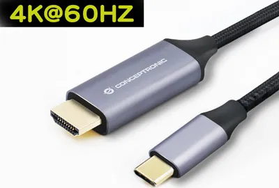 Kabllo USB Conceptronic ABBY10G, USB C në HDMI, 2m, e zezë argjend - 5