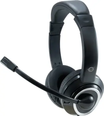 Kufje Conceptronic USB, mikrofon boom, 2m, e zezë
