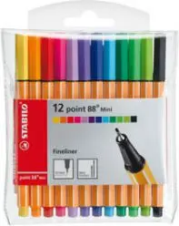Set stilolapsash Stabilo Mini Fineliner, 12 ngjyra
