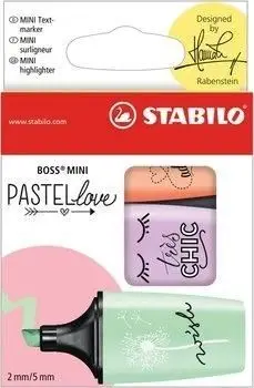 Theksues Stabilo Boss Mini Pastellove, set 3 copë, jeshile/violetë/portokalli