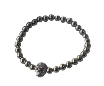 Byzylyk Dar Silver Skull Hematite, zirkon, i argjendtë