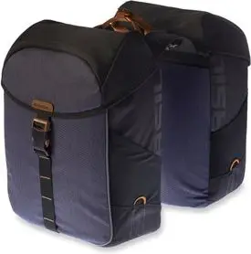 Çantë dyshe biçiklete Basil Miles Double Bag, 32L, poliestër i papërshkueshëm nga uji, blu navy