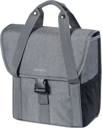 Çantë për biçikletë Basil Single urban bag, 16L, sistem kapjeje Hook-On, gri