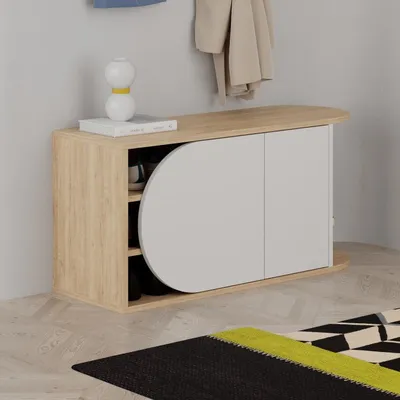 Stol për koridor Decortie Nova 50x104x37cm, kafe e hapur/bardhë - 2