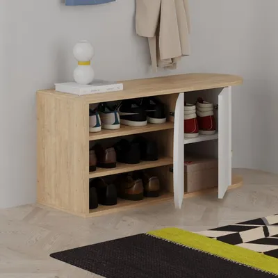 Stol për koridor Decortie Nova 50x104x37cm, kafe e hapur/bardhë - 5