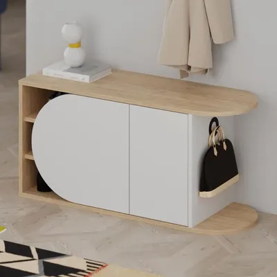Stol për koridor Decortie Nova 50x104x37cm, kafe e hapur/bardhë - 8