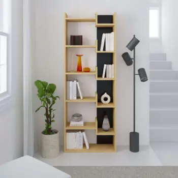 Raft për libra Decortie Oppa 69 x 22 x 162cm, kafe e hapur / zezë