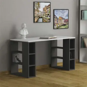 Tavolinë pune Decortie Colmar (140 x 60 x 75 cm), hiri / bardhë