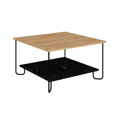 Tavolinë kafeje Decortie Marbo 80 x 80 x 45 cm, kafe e hapur / zezë - 6