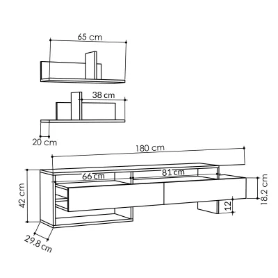 Komodë për TV Decortie Gara 180 cm, e bardhë - 4