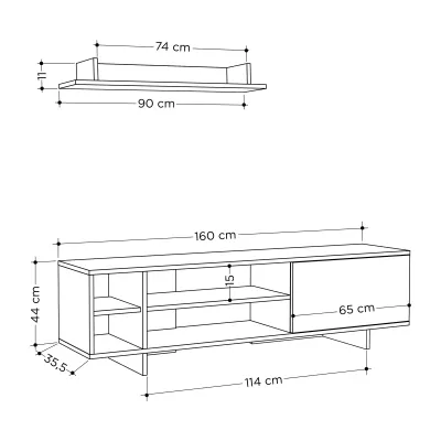 Komodë për TV Decortie Stockton 160 cm, kafe e hapur - 6