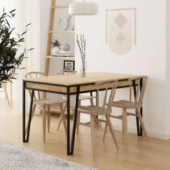 Tavolinë ngrënieje me zgjerim Decortie Pal 170 cm, kafe e hapur / zezë