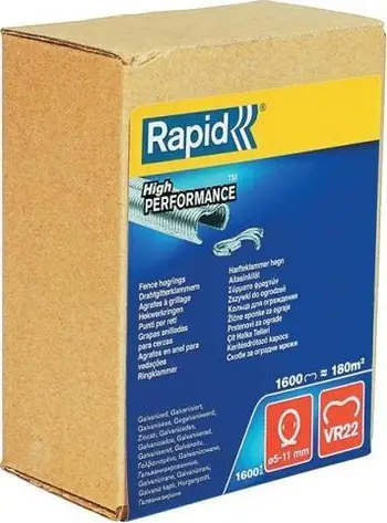 Kapëse gardhi Rapid VR22, galvanizuar, për tela 5–11 mm, 1600 copë