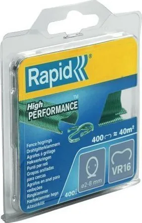 Kapëse gardhi Rapid VR16, për tela 2–8mm, 400 copë, jeshile - 1