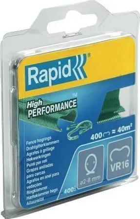 Kapëse gardhi Rapid VR16, për tela 2–8mm, 400 copë, jeshile