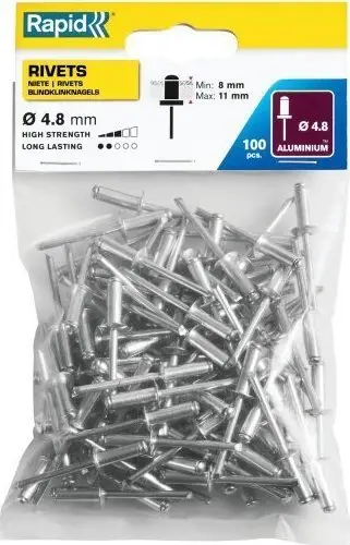 Riveta Rapid Standard, Ø4.8 x 14 mm, paketim 100 copë, metalik