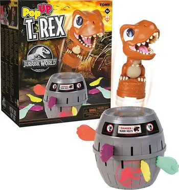Lojë shkathtësie Tomy Pop Up T-Rex Jurassic World, për fëmijë, shumëngjyrëshe