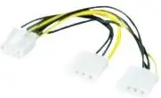 Kabllo Mcab Molex x2 në PCIe 8-pin, 0.15m, e verdhë