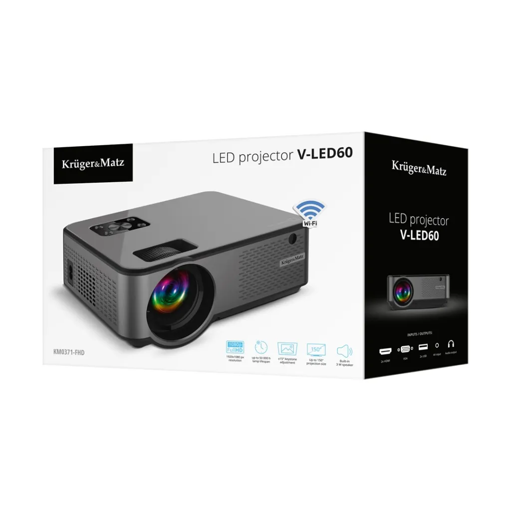 Projektor Kruger & Matz V-LED60, LED FHD, 1080p - 3