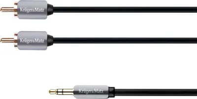 Kabllo Kruger & Matz Jack 3,5mm - RCA (Cinch) x2 1m, e argjendtë - 1