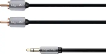 Kabllo Kruger & Matz Jack 3,5mm - RCA (Cinch) x2 1m, e argjendtë