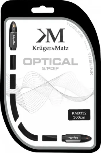 Kabllo Toslink Kruger & Matz, Toslink-Toslink, 3m, e zezë