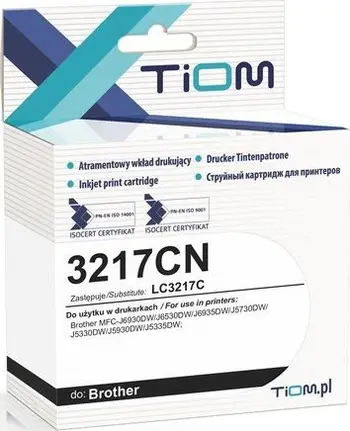 Bojë printeri Tiom Ink për Brother LC3217C, 15ml, cyan