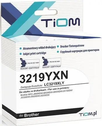 Kartuç boje Tiom Ink për Brother LC3219XLY, 1500 faqe, i verdhë