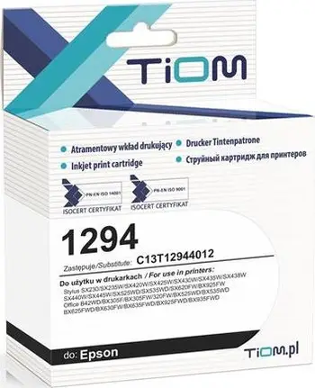Kartushë boje Tiom Ink për Epson 1294 C13T12944012, 500 faqe, e verdhë