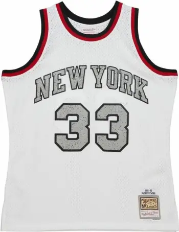 Fanellë Mitchell & Ness NBA Knicks 1991 Patrick Ewing për Meshkuj, e Bardhë