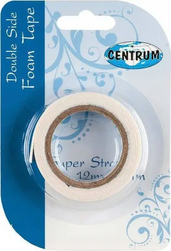 Shirit ngjitës dyanësor shkume Centrum 83554, 12mm x 1m, trashësi 1mm, i bardhë