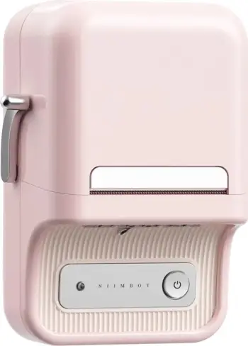Printer etiketash termik portativ, NIIMBOT B21S, 203 dpi, gjerësi rrotulle 20–48 mm, Bluetooth, USB-C, bateri 1200 mAh, rozë