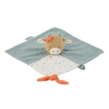 Mbajtse per meme Doudou Cow Mila- 30x30 cm - Dusty Blue