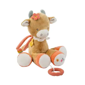 Lodër me muzikë Nattou Cow Mila, 30cm, bezhë