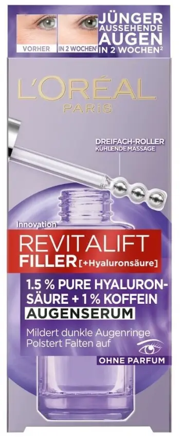 Serum antirrudhë Loreal Revitalift Filler 1,5% Pure Hyaluronsaure +1% Koffein, 20ml