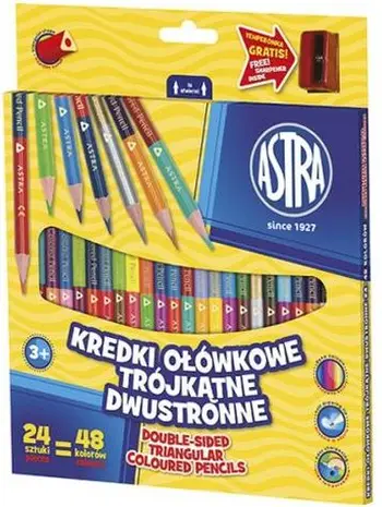 Lapsa me ngjyra Astra Double Sided, trekëndore, 48 ngjyra, shumëngjyrëshe