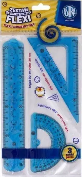 Set gjeometrik Astra Flexi, 3 pjesë, plastikë fleksibile, transparent