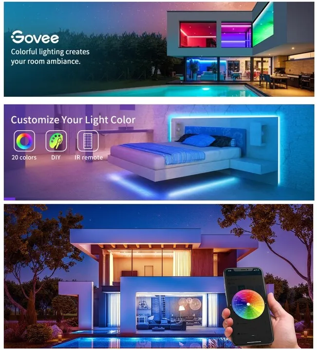 Sihirit Govee WiFi Smart LED RGB, 10m - 4